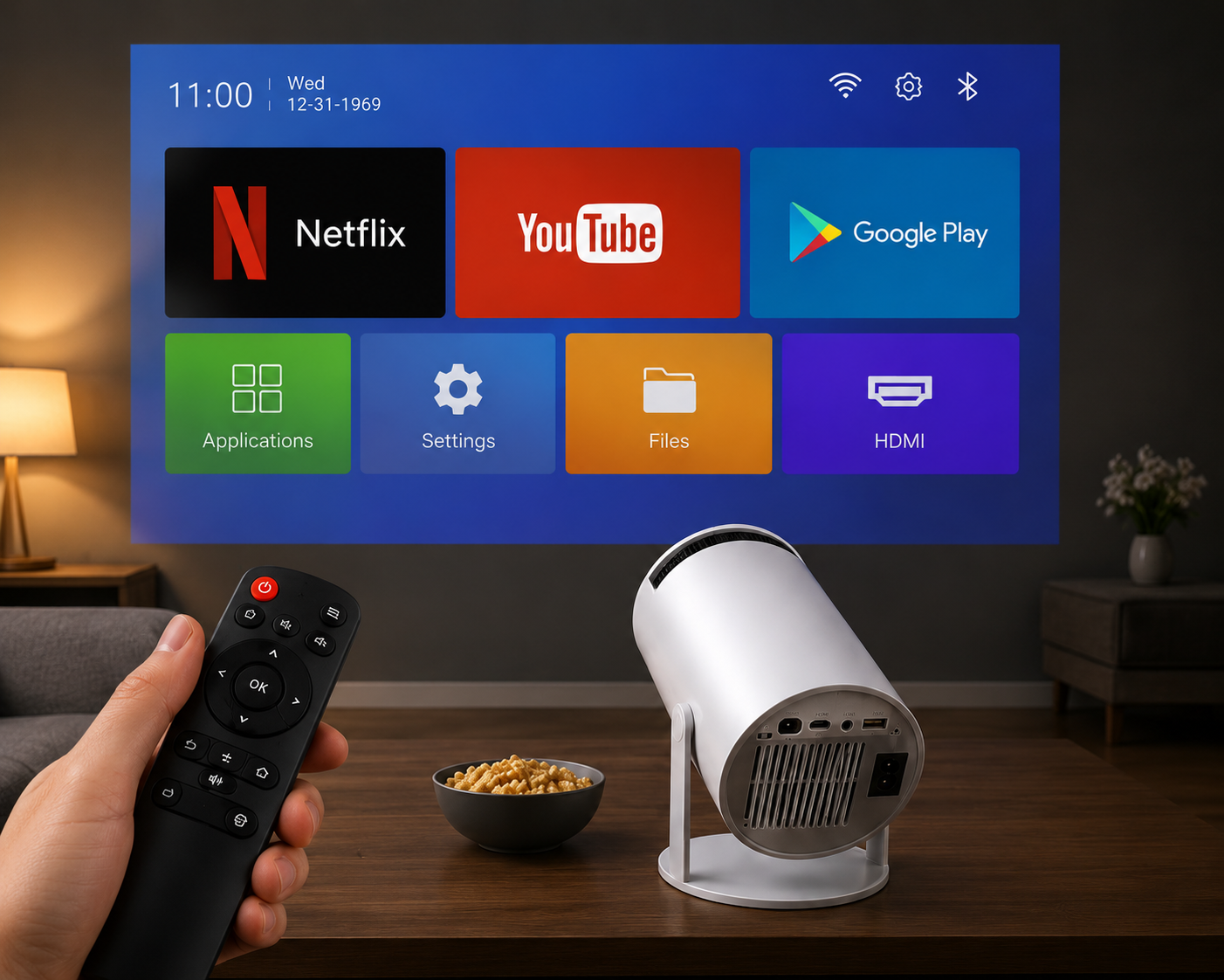 Portable Smart Projector 4K Support | 180° Rotatable | Built-in Speaker